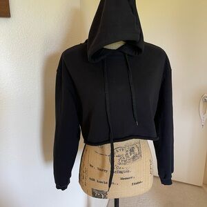 Showpo Black Cropped Hoodie Sweater